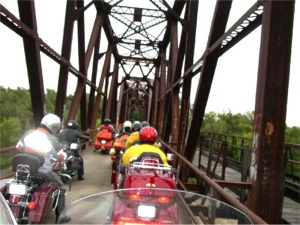 "The one-lane Bridge over the Red River